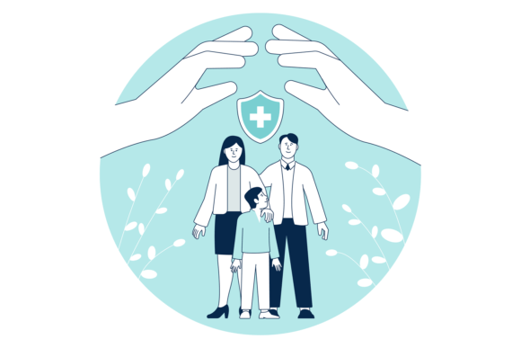 Family Health Protection Concept. Medica Graphics and Illustrations