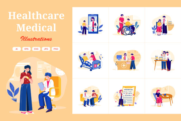 Healthcare Medical Illustration Concept: Graphics and Illustrations